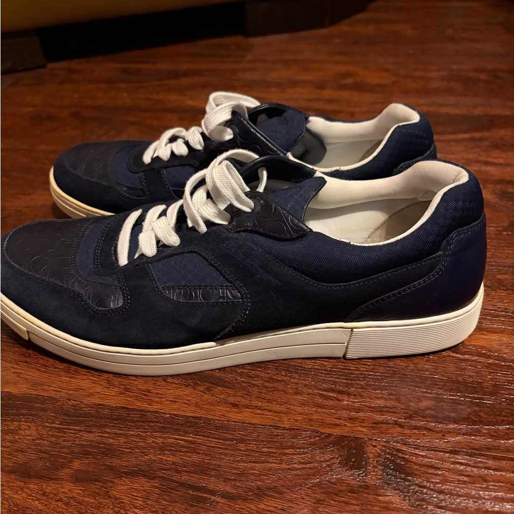 Salvatore Ferragamo Dark Blue Sneakers with White Accents